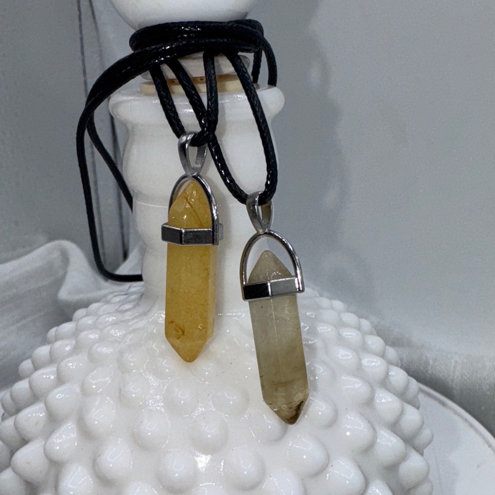 Citirine gemstone pendant 1.6” CHOOSE light or darker stone on 9” cord NEW